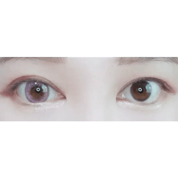 LensTown Back to Basic Street Ash Pink — both eyes wearing the contact lenses