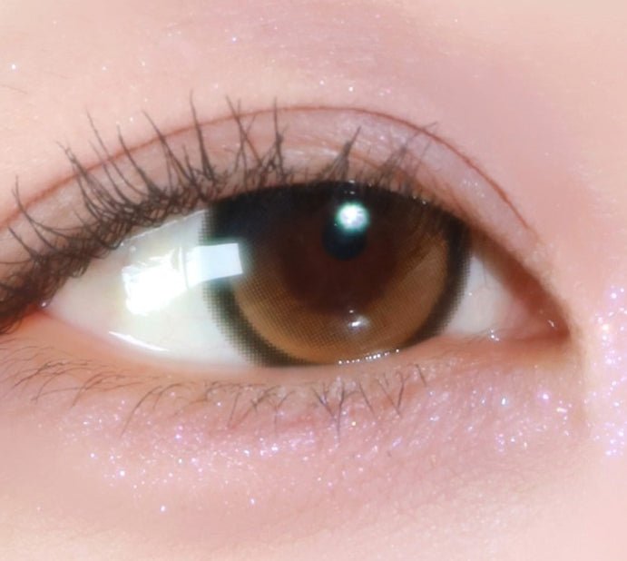 Olens Big Glowy Mocha Brown colored contact lens, 13.6mm graphic diameter, Monthly wear