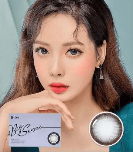 Olens Bigsome Gray — model portrait showing the contact lens look