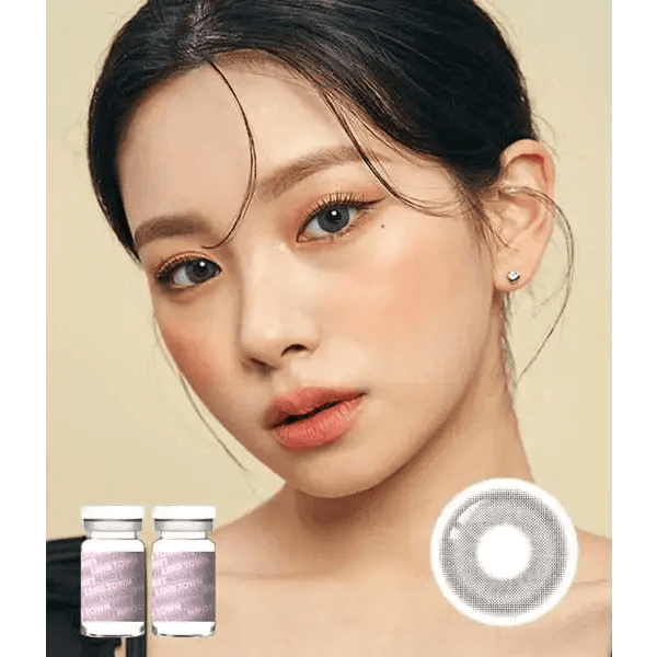 LensTown Breeze 2 Gray — model portrait showing the contact lens look