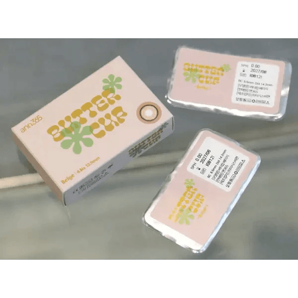 LensVery Buttercup Beige colored contact lens, 12.9mm graphic diameter, Monthly wear
