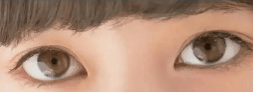 i-DOL Canna Roze Beige Brown 1Day (10p) — both eyes wearing the contact lenses