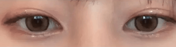 i-DOL Canna Roze Beige Brown 1Day (10p) — both eyes wearing the contact lenses