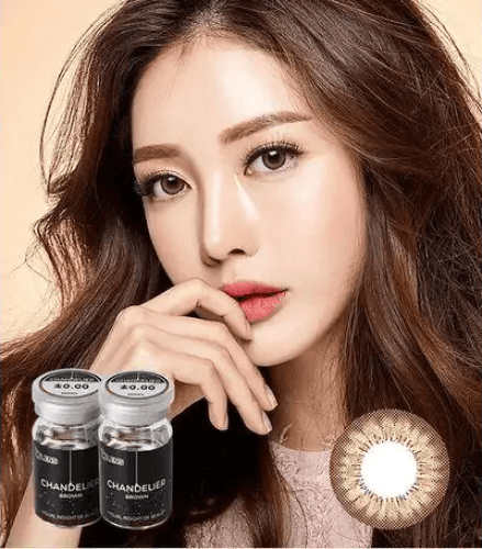 Olens Chandelier Brown — model portrait showing the contact lens look