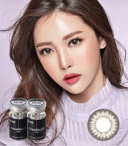Olens Chandelier Gray — model portrait showing the contact lens look