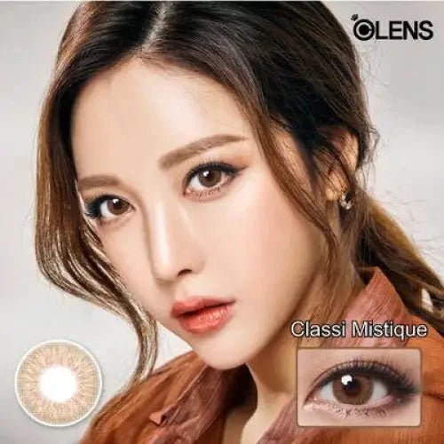 Olens Classi Mistique Brown — model portrait showing the contact lens look