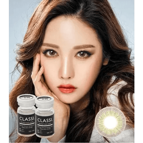 Olens Classi Mistique Gray — model portrait showing the contact lens look