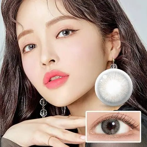 LensTown Coco view Blurring Gray — model portrait showing the contact lens look