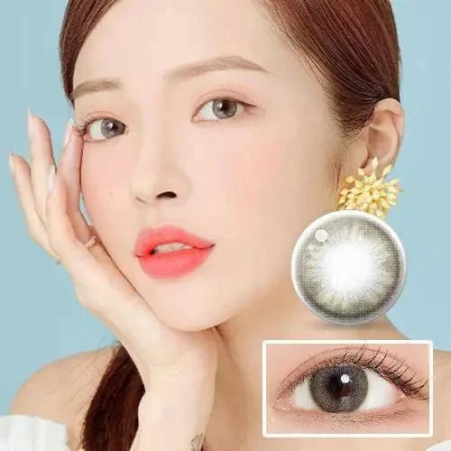 LensTown Coco View Tiny Gray — model portrait showing the contact lens look