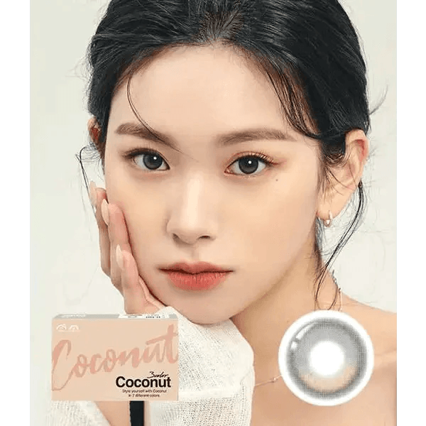 LensTown Coconut 3color Tender Brown — model portrait showing the contact lens look