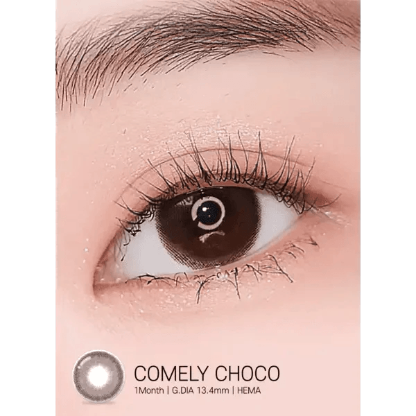 LensRang Comely Choco — single-eye close-up showing the contact lens appearance