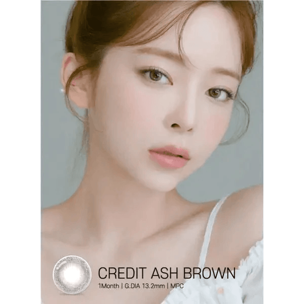 LensRang Credit Ash Brown — model portrait showing the contact lens look
