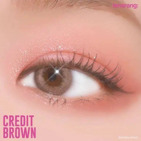 LensRang Credit Brown — single-eye close-up showing the contact lens appearance
