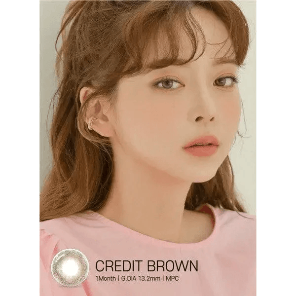 LensRang Credit Brown — model portrait showing the contact lens look
