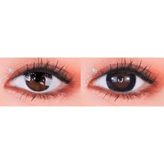 Olens Dali Extra Black — both eyes wearing the contact lenses