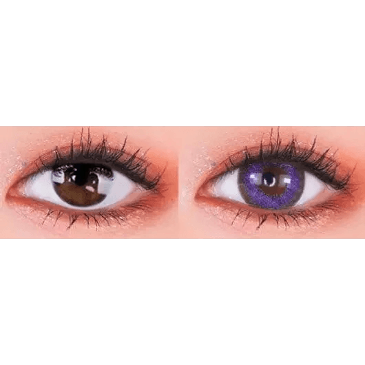 Olens Dali Extra Violet — both eyes wearing the contact lenses