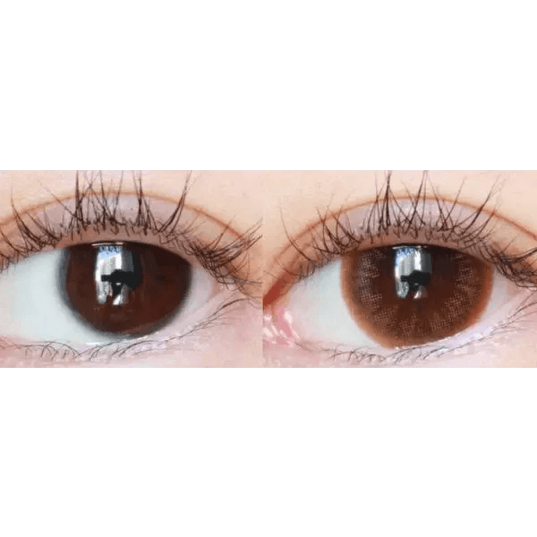 LensTown Davivi2 Brown — both eyes wearing the contact lenses