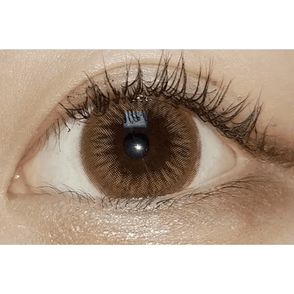 LensTown DODO Brown — single-eye close-up showing the contact lens appearance