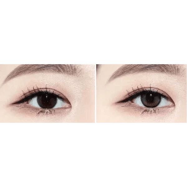Olens Eyelighter Glowy 1Day Black (20p) — both eyes wearing the contact lenses