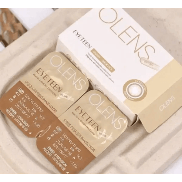 Olens EyeTeen Brown colored contact lens, 12.8mm graphic diameter, Monthly wear