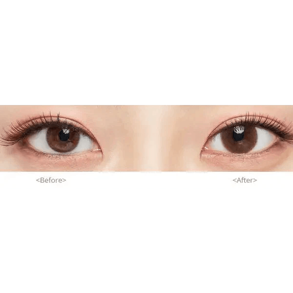 Olens Falling Brown — both eyes wearing the contact lenses