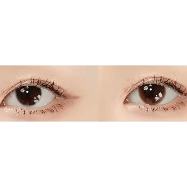 Olens Falling Brown — both eyes wearing the contact lenses