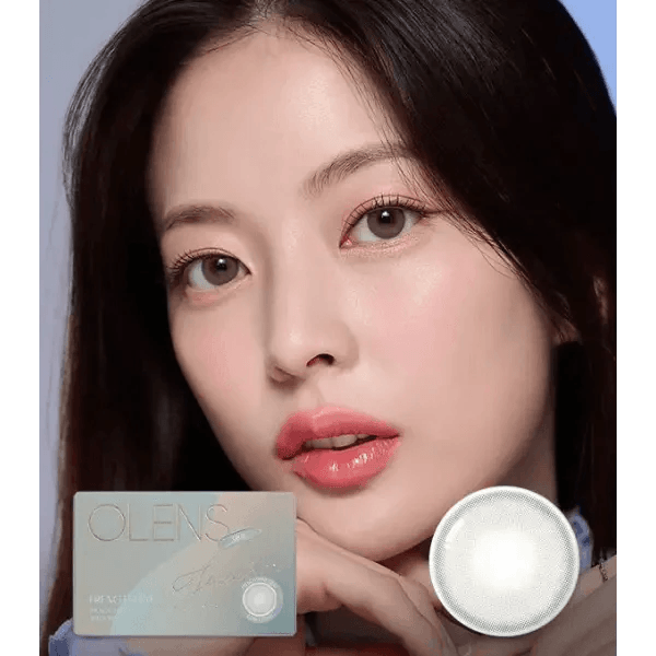 Olens French Shine Gray colored contact lens, 13.2mm graphic diameter, Monthly wear