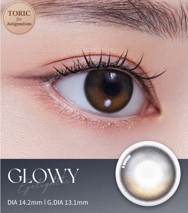 Olens Glowy Black Toric (For astigmatism) colored contact lens, 13.1mm graphic diameter, Monthly wear