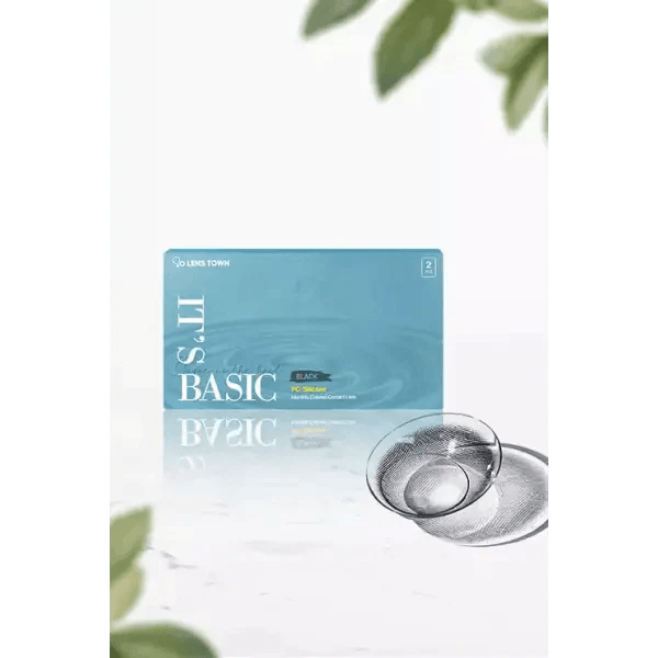LensTown It's Basic Black colored contact lens, 12.9mm graphic diameter, Monthly wear