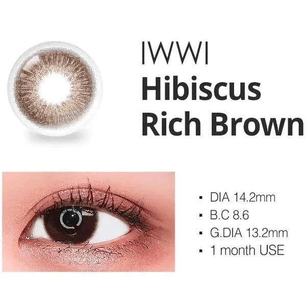 LensRang iWWi Hibiscus Brown — contact lens product information graphic