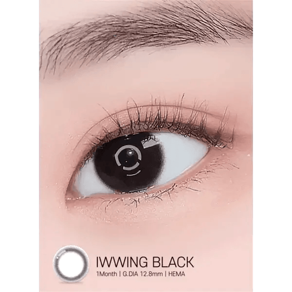 LensRang iWWi Iwwing Black — single-eye close-up showing the contact lens appearance