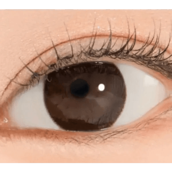 LensRang Iwwiny Choco — single-eye close-up showing the contact lens appearance