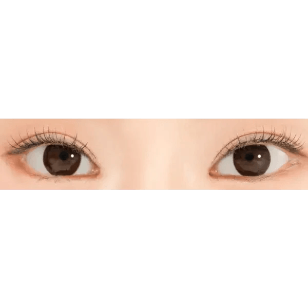 LensRang Iwwiny Choco — both eyes wearing the contact lenses