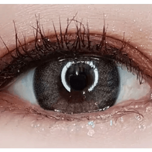 LensTown Kakao Friends Muzi Gray — single-eye close-up showing the contact lens appearance