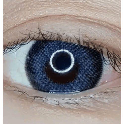 LensTown Kakao Friends Neo Gray — single-eye close-up showing the contact lens appearance