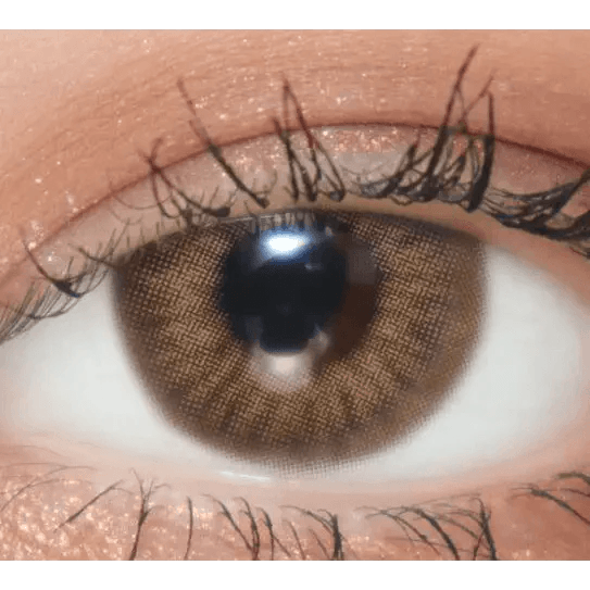 LensTown Kakao Friends Ryan Brown — single-eye close-up showing the contact lens appearance