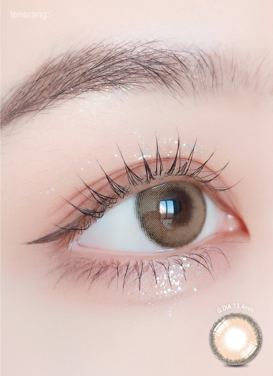 LensRang Comely Brown colored contact lens, 13.4mm graphic diameter, Monthly wear