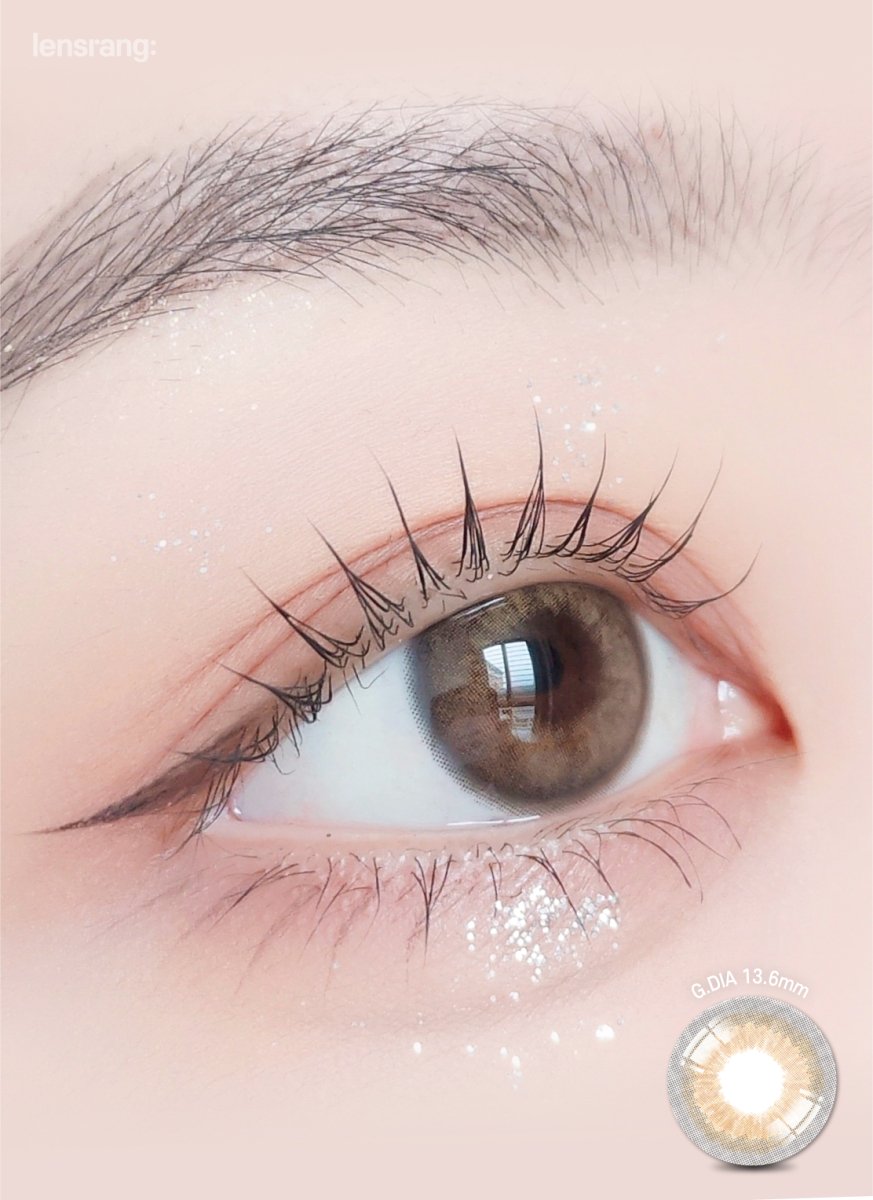 LensRang Romantic Brown colored contact lens, 13.8mm graphic diameter, Monthly wear