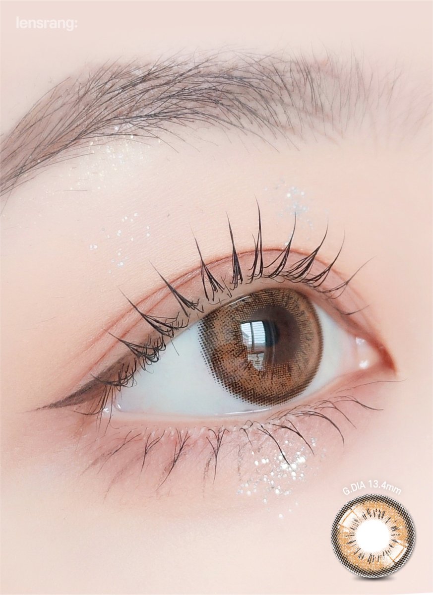 LensRang Spell Brown colored contact lens, 13.4mm graphic diameter, Monthly wear