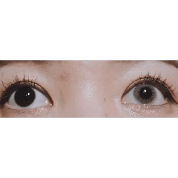LensTown Sweet Pong Gray — both eyes wearing the contact lenses