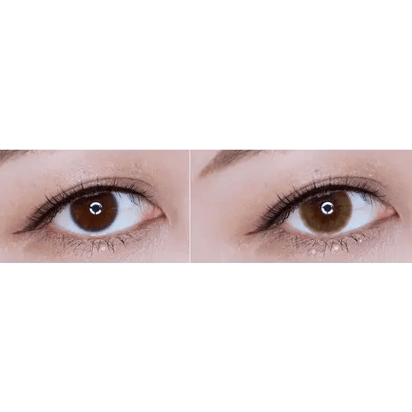 LensTown Thrice S Brown — both eyes wearing the contact lenses