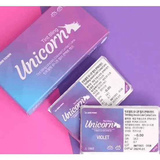 LensTown Tint Bling Unicorn Violet — contact lens packaging