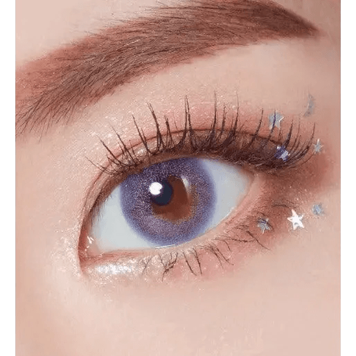 LensTown Tint Bling Unicorn Violet — single-eye close-up showing the contact lens appearance