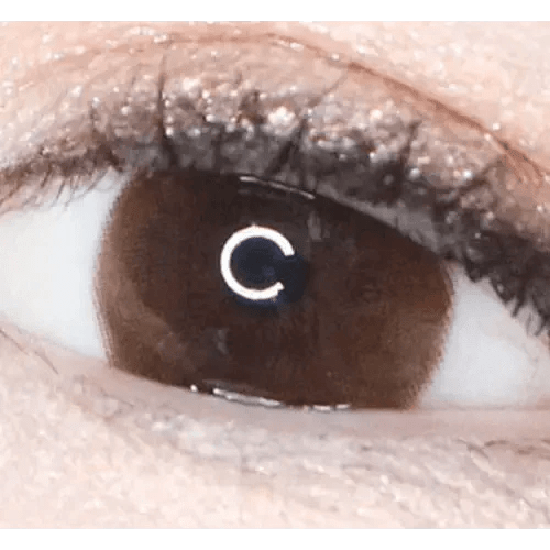 LensTown Unisome Choco — single-eye close-up showing the contact lens appearance