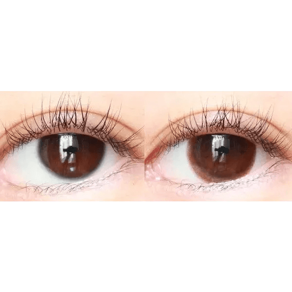 LensTown Unisome Choco — both eyes wearing the contact lenses