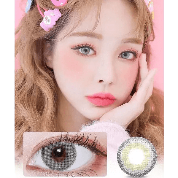 LensVery Silhouette Gray (10p) — model portrait showing the contact lens look