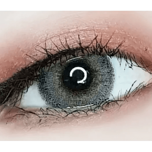 LensVery Silhouette1 Gray — single-eye close-up showing the contact lens appearance