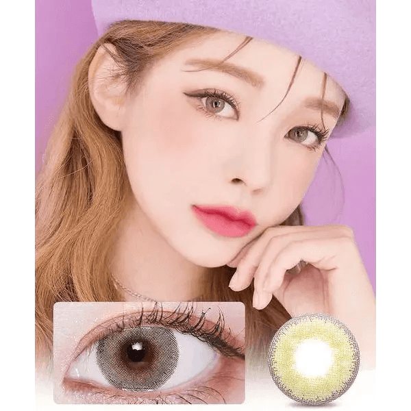 LensVery Silhouette Olive Brown (10p) — model portrait showing the contact lens look