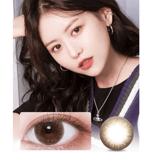LensVery Sydney Brown (10p) — model portrait showing the contact lens look