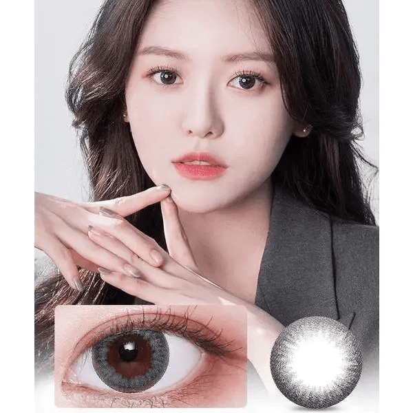 LensVery Sydney Gray (10p) — model portrait showing the contact lens look